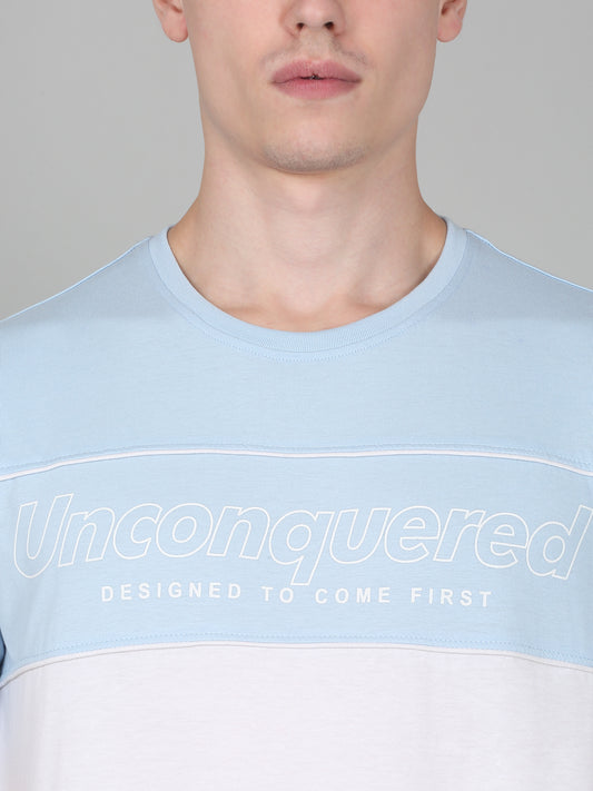 T-Shirt for Men | Breathable & Soft with Color Fastness Regular Fit Round Neck Poly Cotton Fabric Colour Block Pattern