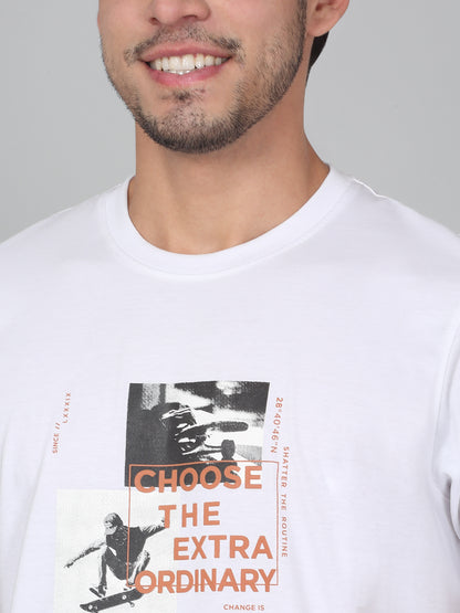 T-Shirt for Men | Breathable & Soft with Color Fastness Regular Fit Round Neck Poly Cotton Fabric Printed Pattern