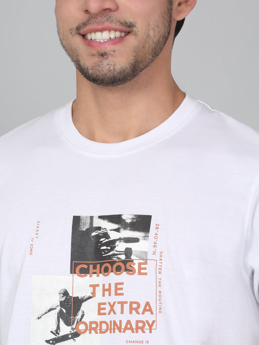 T-Shirt for Men | Breathable & Soft with Color Fastness Regular Fit Round Neck Poly Cotton Fabric Printed Pattern