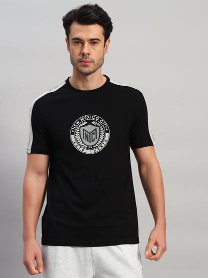 T-Shirt for Men | Breathable & Soft with Color Fastness Regular Fit Round Neck Cotton Blend Fabric Printed Pattern