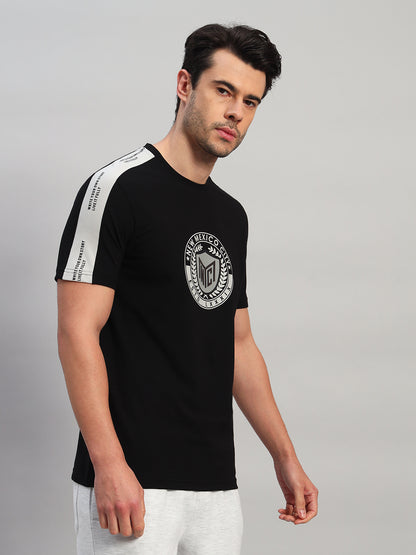 T-Shirt for Men | Breathable & Soft with Color Fastness Regular Fit Round Neck Cotton Blend Fabric Printed Pattern