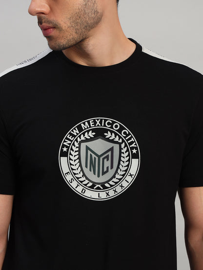 T-Shirt for Men | Breathable & Soft with Color Fastness Regular Fit Round Neck Cotton Blend Fabric Printed Pattern