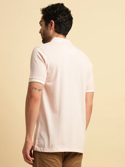 T-Shirt for Men | Breathable & Soft with Color Fastness Regular Fit Polo Neck Cotton Blend Fabric Solid Pattern