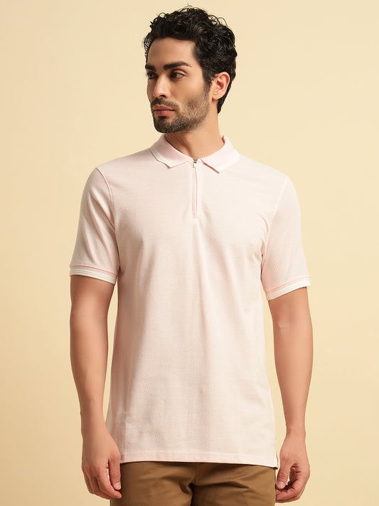T-Shirt for Men | Breathable & Soft with Color Fastness Regular Fit Polo Neck Cotton Blend Fabric Solid Pattern