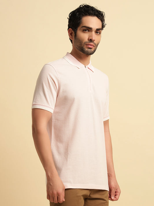 T-Shirt for Men | Breathable & Soft with Color Fastness Regular Fit Polo Neck Cotton Blend Fabric Solid Pattern