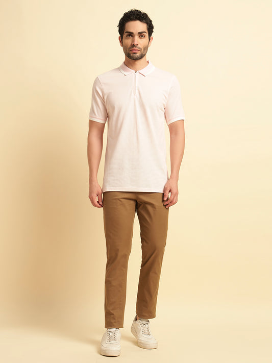 T-Shirt for Men | Breathable & Soft with Color Fastness Regular Fit Polo Neck Cotton Blend Fabric Solid Pattern