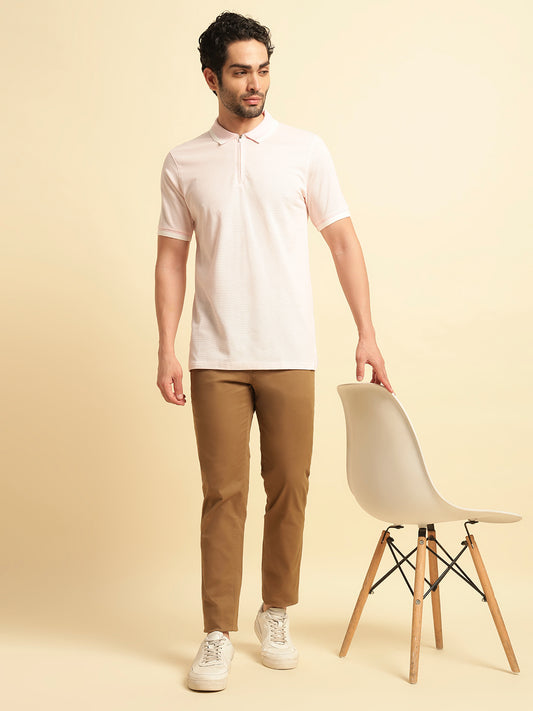 T-Shirt for Men | Breathable & Soft with Color Fastness Regular Fit Polo Neck Cotton Blend Fabric Solid Pattern