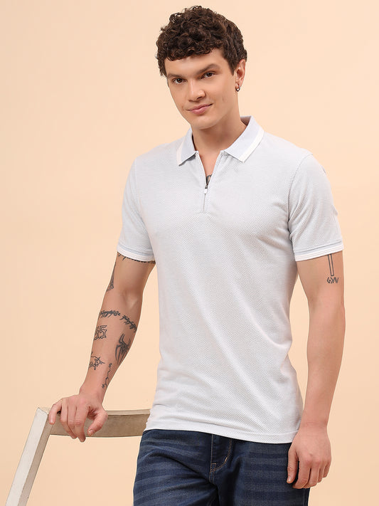 T-Shirt for Men | Breathable & Soft with Color Fastness Regular Fit Polo Neck Cotton Blend Fabric Solid Pattern