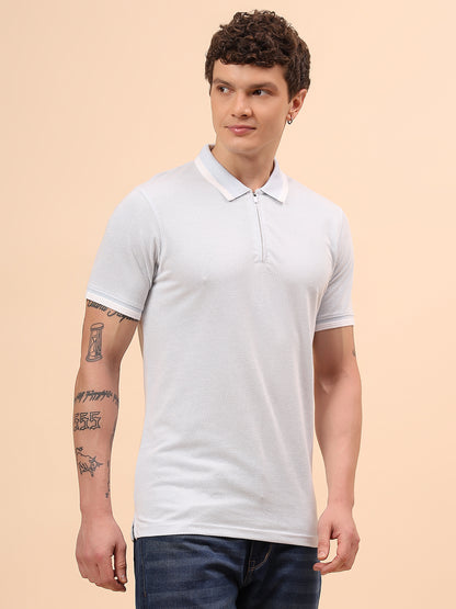 T-Shirt for Men | Breathable & Soft with Color Fastness Regular Fit Polo Neck Cotton Blend Fabric Solid Pattern