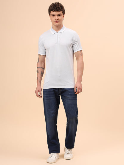 T-Shirt for Men | Breathable & Soft with Color Fastness Regular Fit Polo Neck Cotton Blend Fabric Solid Pattern