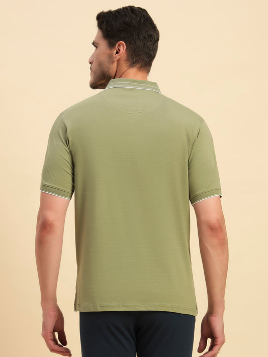 T-Shirt for Men | Breathable & Soft with Color Fastness Regular Fit Polo Neck Cotton Blend Fabric Solid Pattern