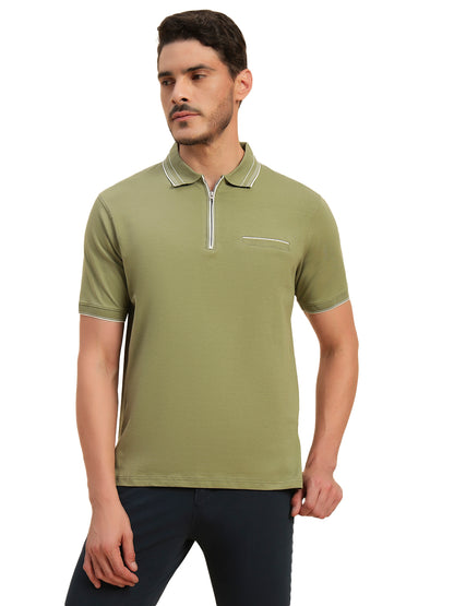 T-Shirt for Men | Breathable & Soft with Color Fastness Regular Fit Polo Neck Cotton Blend Fabric Solid Pattern