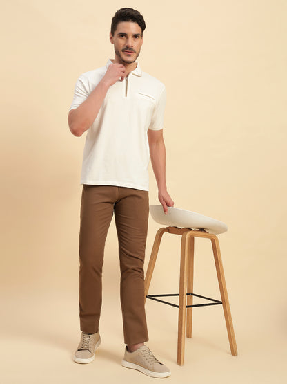 T-Shirt for Men | Breathable & Soft with Color Fastness Regular Fit Polo Neck Cotton Blend Fabric Solid Pattern