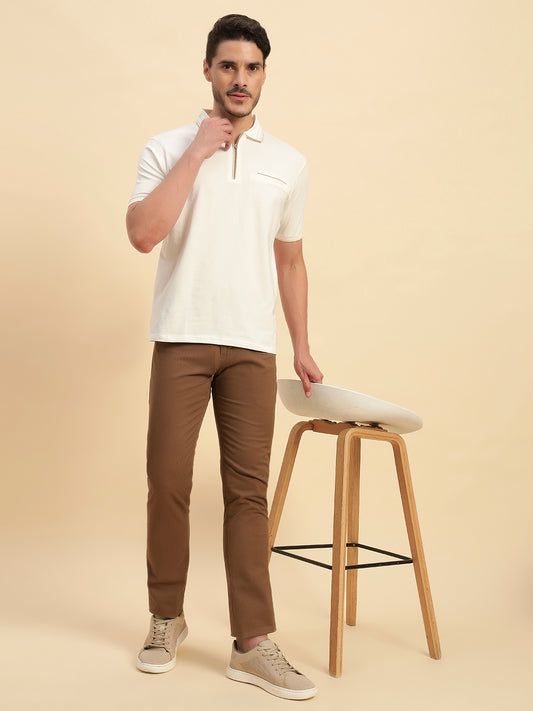 T-Shirt for Men | Breathable & Soft with Color Fastness Regular Fit Polo Neck Cotton Blend Fabric Solid Pattern