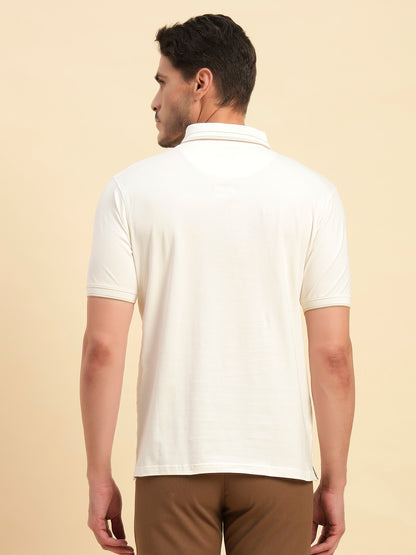 T-Shirt for Men | Breathable & Soft with Color Fastness Regular Fit Polo Neck Cotton Blend Fabric Solid Pattern