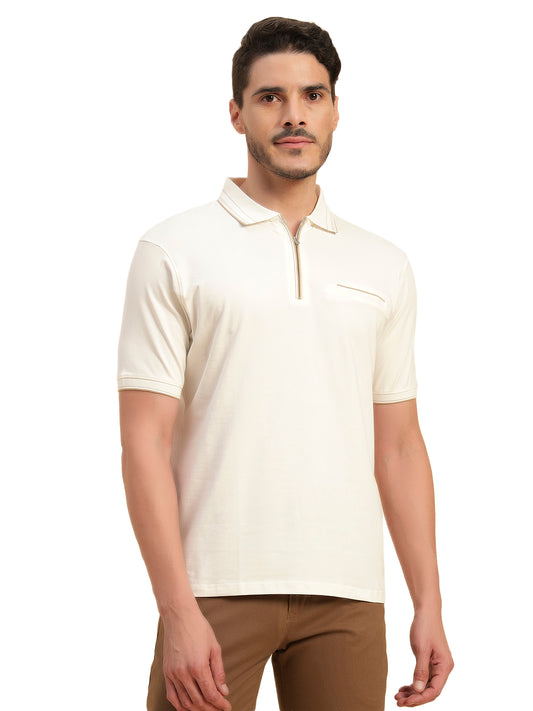 T-Shirt for Men | Breathable & Soft with Color Fastness Regular Fit Polo Neck Cotton Blend Fabric Solid Pattern