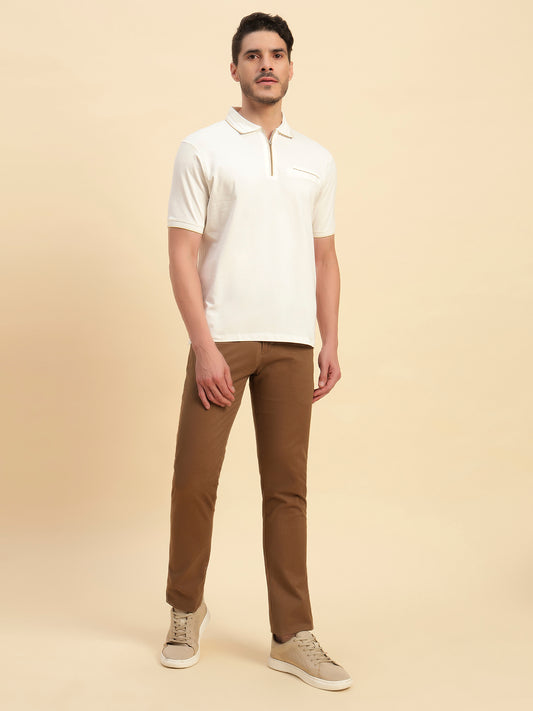 T-Shirt for Men | Breathable & Soft with Color Fastness Regular Fit Polo Neck Cotton Blend Fabric Solid Pattern