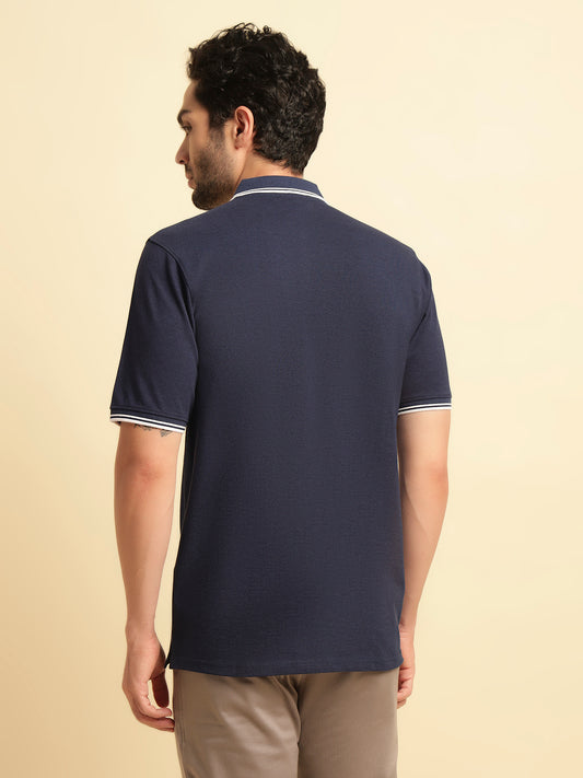 T-Shirt for Men | Breathable & Soft with Color Fastness Regular Fit Polo Neck Poly Cotton Fabric Solid Pattern