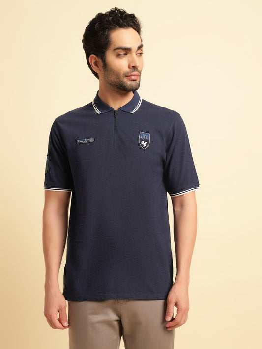 T-Shirt for Men | Breathable & Soft with Color Fastness Regular Fit Polo Neck Poly Cotton Fabric Solid Pattern