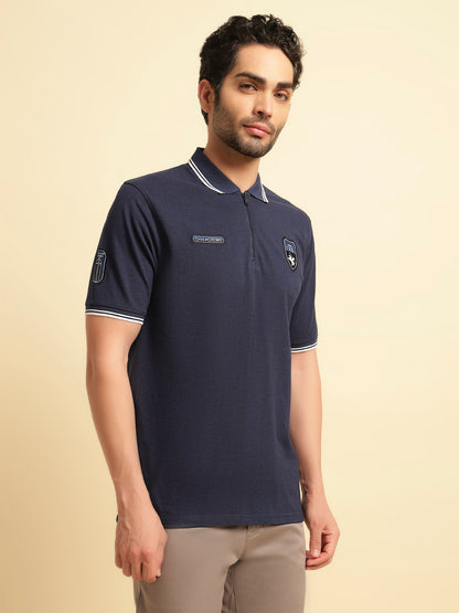 T-Shirt for Men | Breathable & Soft with Color Fastness Regular Fit Polo Neck Poly Cotton Fabric Solid Pattern