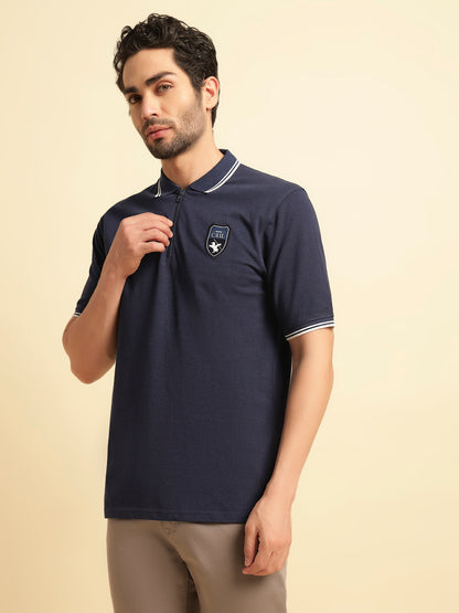 T-Shirt for Men | Breathable & Soft with Color Fastness Regular Fit Polo Neck Poly Cotton Fabric Solid Pattern