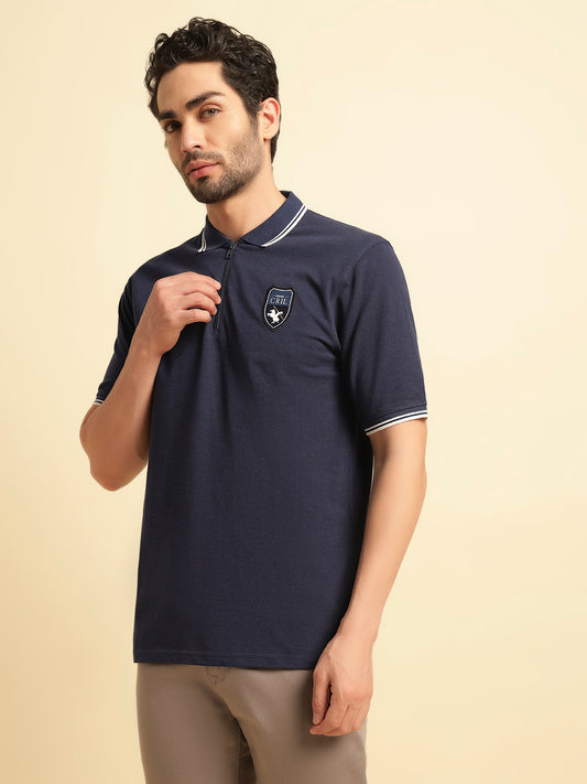 T-Shirt for Men | Breathable & Soft with Color Fastness Regular Fit Polo Neck Poly Cotton Fabric Solid Pattern