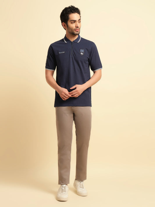 T-Shirt for Men | Breathable & Soft with Color Fastness Regular Fit Polo Neck Poly Cotton Fabric Solid Pattern