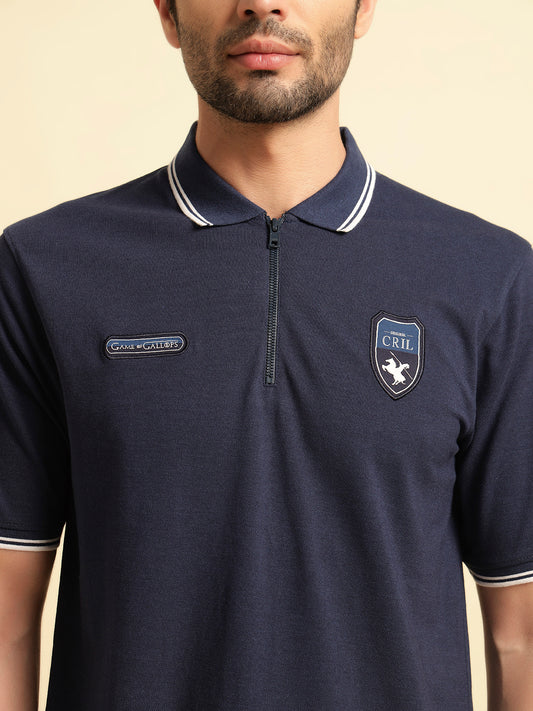 T-Shirt for Men | Breathable & Soft with Color Fastness Regular Fit Polo Neck Poly Cotton Fabric Solid Pattern