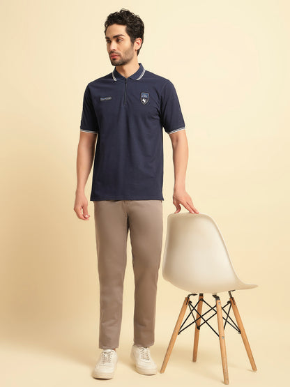 T-Shirt for Men | Breathable & Soft with Color Fastness Regular Fit Polo Neck Poly Cotton Fabric Solid Pattern