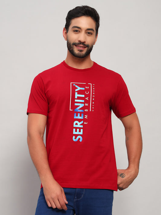T-Shirt for Men | Breathable & Soft with Color Fastness Regular Fit Round Neck Cotton Blend Fabric Printed Pattern