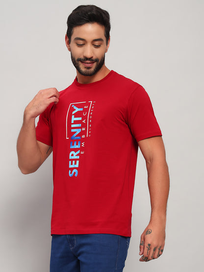 T-Shirt for Men | Breathable & Soft with Color Fastness Regular Fit Round Neck Cotton Blend Fabric Printed Pattern