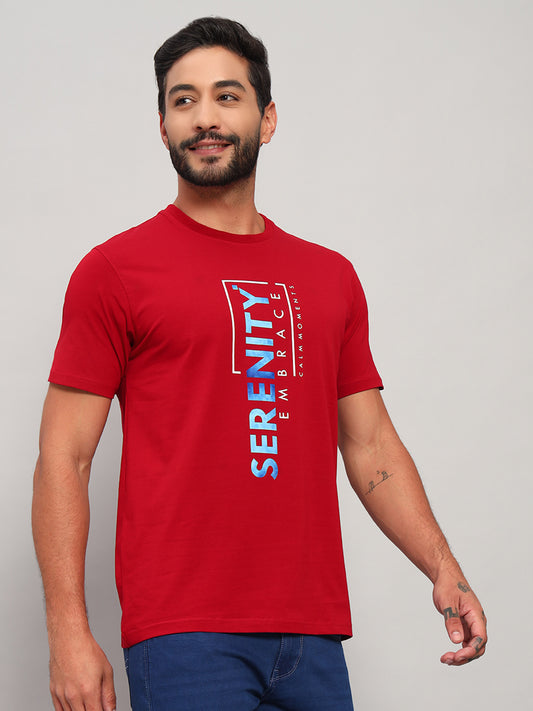 T-Shirt for Men | Breathable & Soft with Color Fastness Regular Fit Round Neck Cotton Blend Fabric Printed Pattern
