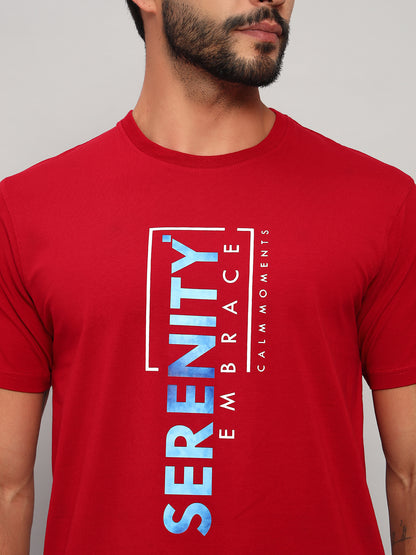 T-Shirt for Men | Breathable & Soft with Color Fastness Regular Fit Round Neck Cotton Blend Fabric Printed Pattern