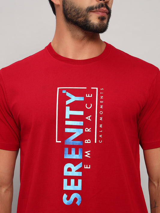 T-Shirt for Men | Breathable & Soft with Color Fastness Regular Fit Round Neck Cotton Blend Fabric Printed Pattern