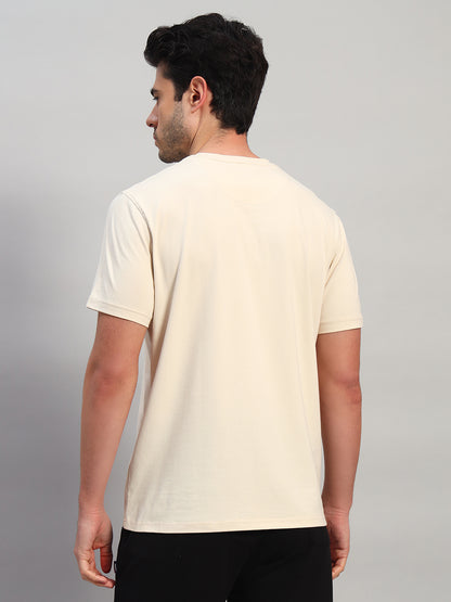 T-Shirt for Men | Breathable & Soft with Color Fastness Regular Fit Round Neck Cotton Blend Fabric Printed Pattern