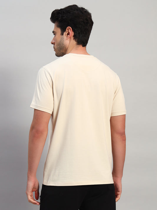 T-Shirt for Men | Breathable & Soft with Color Fastness Regular Fit Round Neck Cotton Blend Fabric Printed Pattern