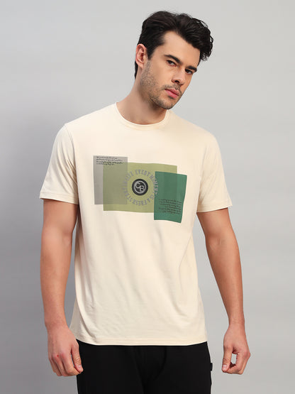T-Shirt for Men | Breathable & Soft with Color Fastness Regular Fit Round Neck Cotton Blend Fabric Printed Pattern