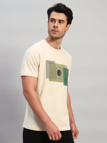 T-Shirt for Men | Breathable & Soft with Color Fastness Regular Fit Round Neck Cotton Blend Fabric Printed Pattern