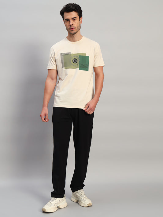 T-Shirt for Men | Breathable & Soft with Color Fastness Regular Fit Round Neck Cotton Blend Fabric Printed Pattern