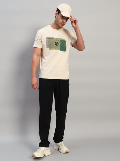 T-Shirt for Men | Breathable & Soft with Color Fastness Regular Fit Round Neck Cotton Blend Fabric Printed Pattern