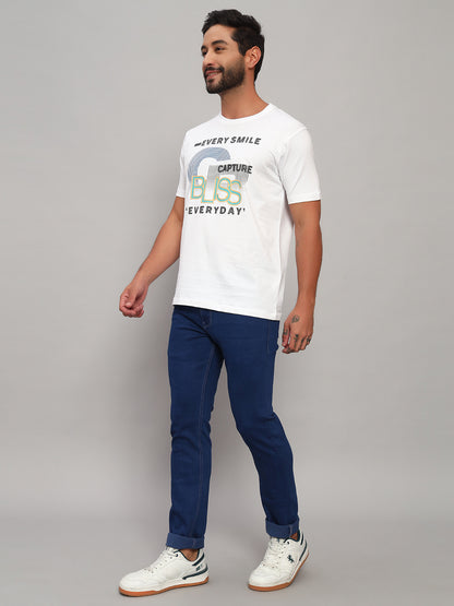 T-Shirt for Men | Breathable & Soft with Color Fastness Regular Fit Round Neck Cotton Blend Fabric Printed Pattern