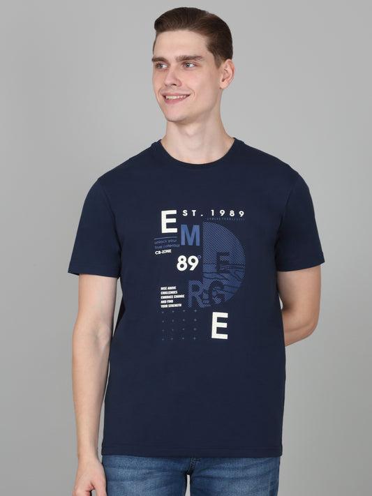T-Shirt for Men | Breathable & Soft with Color Fastness Regular Fit Round Neck Cotton Blend Fabric Printed Pattern