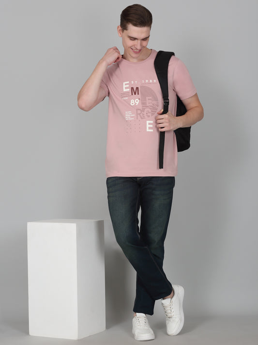T-Shirt for Men | Breathable & Soft with Color Fastness Regular Fit Round Neck Cotton Blend Fabric Printed Pattern