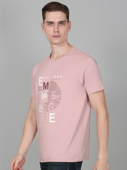 T-Shirt for Men | Breathable & Soft with Color Fastness Regular Fit Round Neck Cotton Blend Fabric Printed Pattern
