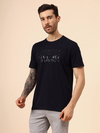T-Shirt for Men | Breathable & Soft with Color Fastness Regular Fit Round Neck Cotton Blend Fabric Printed Pattern
