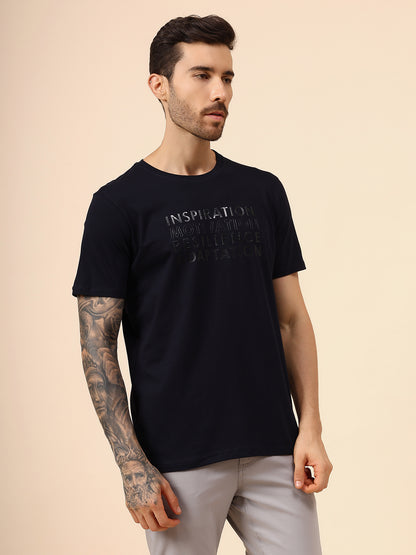 T-Shirt for Men | Breathable & Soft with Color Fastness Regular Fit Round Neck Cotton Blend Fabric Printed Pattern
