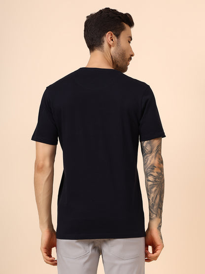 T-Shirt for Men | Breathable & Soft with Color Fastness Regular Fit Round Neck Cotton Blend Fabric Printed Pattern