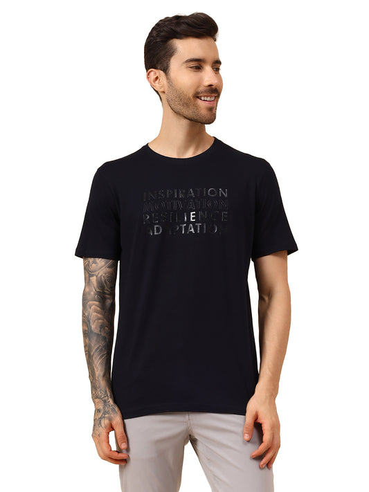 T-Shirt for Men | Breathable & Soft with Color Fastness Regular Fit Round Neck Cotton Blend Fabric Printed Pattern