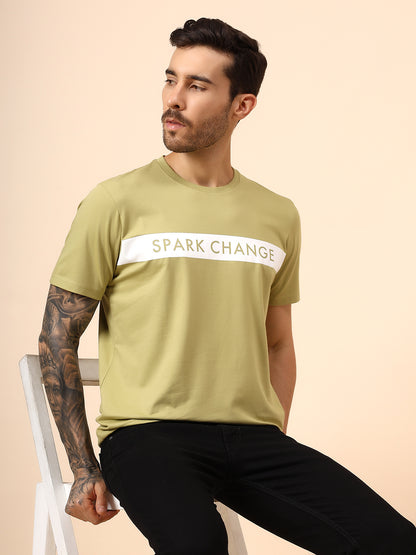 T-Shirt for Men | Breathable & Soft with Color Fastness Regular Fit Round Neck Cotton Blend Fabric Printed Pattern