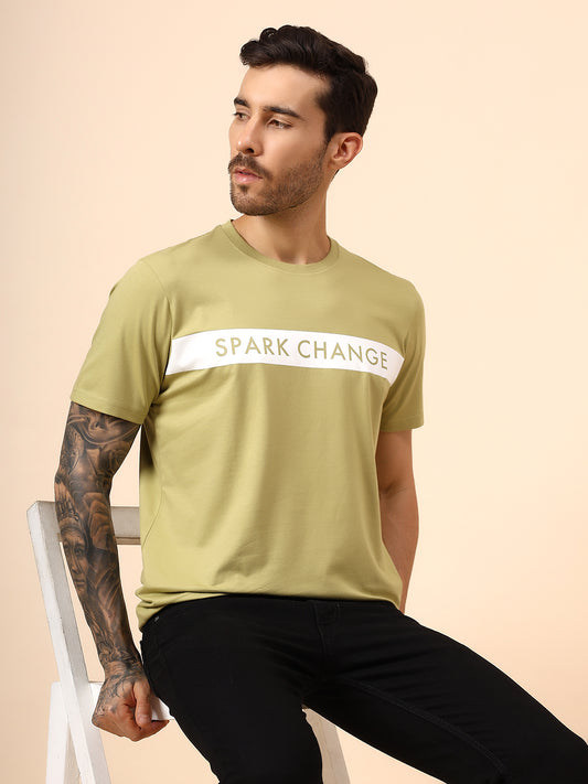 T-Shirt for Men | Breathable & Soft with Color Fastness Regular Fit Round Neck Cotton Blend Fabric Printed Pattern